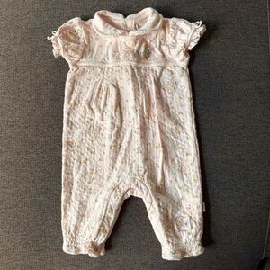 Y2K VTG The World of Beatrix Potter Petter Rabbit Jumpsuit Pink Floral 3M